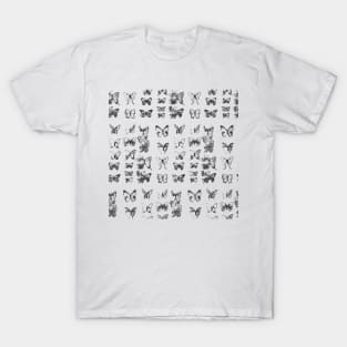 Butterflies in black and white pattern T-Shirt
